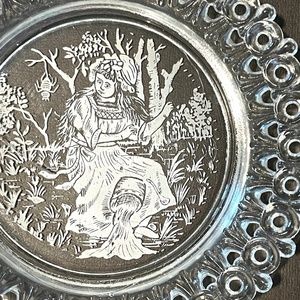 Antique Little Miss Muffet Crystal Plates Set of two Saucers -  Egg & Dart